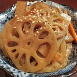 興 - 「蓮根のきんぴら」：塩かどを抑えた甘辛加減の中に
      蓮根の滋味とごぼうの香気♪
      