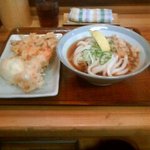 本格手打 いわしや - ぶっかけ、ごぼうのかき揚げ・半熟卵の天ぷら・海老天