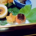 日本料理 にじ - 帆立松茸真薯紅葉焼き　柿サーモンチーズ