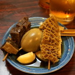 藤や - 2012.10 フワ、玉子、ニンニク、ハチノス、ハツモト（各1串100円）