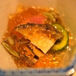 酒井商会 - 料理写真:鮑、茗荷、胡瓜、じゅん菜、酢橘ジュレ