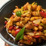 Stir-fried frog with chili pepper