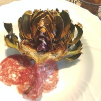 La Brianza - 神奈川県産アーティチョークフリット。生まれて初めてのアーティチョーク、ほくほく何だか臭いのないニンニクみたいな美味しさ。国産のアーティチョークは希少なんだそう、おいしいご縁いただけありがたい～