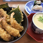 Muten Kurazushi - 天丼と茶碗蒸し　550円