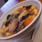 銀座アスター - ３．海老と野菜のあんかけ麺　蝦仁湯麺　Soup noodles with shrimp and vegetables sauce、麺大盛
