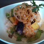 Icon - 秋鮭とサツマイモのフリットのライスボール～パプリカのクリームソース
                        