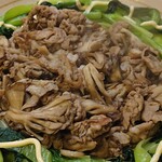 Nikuno Amaike - 「茨城県産ももしゃぶしゃぶ用」のお肉と舞茸の炒め物を作りました