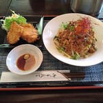 Cafe Suimei - 冷やし汁なし担々麺　からあげセット　税込み1000円　