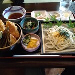 Cafe Suimei - 気まぐれランチ　ミニ天丼とざるうどん　1000円