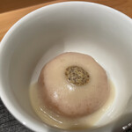 御料理 まつ山 - 蓮根饅頭　みそ　カラシ