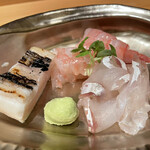 御料理 まつ山 - 太刀魚　鹿児島甘海老
      