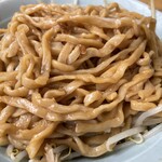 ラーメン もっけだの - 汁なし普通ヤサイマシニンニクの天地返し