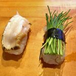 江戸前すし百萬石 - 活つぶ貝・芽ねぎ