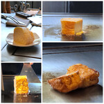 博多 竹彩 - ◆フレンチトーストも鉄板で焼いて、、この演出いいですね。