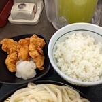 なか卯 - 鶏天&ご飯…(ご飯も、超少ねぇ〜)