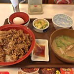 Sukiya - 牛カルビ丼１,５盛とあさり汁３点セット