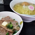 塩そば専門店 桑ばら - 本鮪のカマトロステーキ丼と本鮪中トロ出汁の塩かけそば
