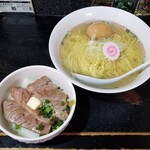 塩そば専門店 桑ばら - 本鮪のカマトロステーキ丼と本鮪中トロ出汁の塩かけそば