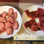 牛わか - 特選和牛三種盛合せ＋厚切りタン塩