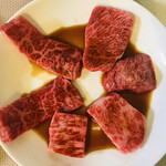 牛わか - 特選和牛三種盛合せ（カイノミ、サーロイン、イチボ）