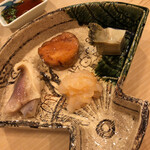 鮨 たかはし - ホッキガイ、アンキモ、アワビ、白エビ