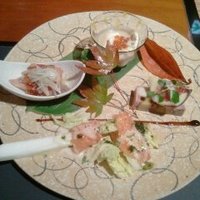 佐賀牛 季楽 銀座  - 前菜四品、滅茶苦茶綺麗な盛り付けです。