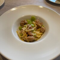 リストランテ エスト - 仔牛のラグーと空豆のソースタリオリーニ