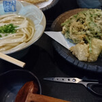 本格手打うどん 大河 - ひやかけと本日の天ぷら