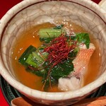 もちづき - 炊き合わせ〜甘鯛、冬瓜、小松菜、生湯葉、ポン酢の餡