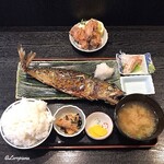 Ajinomise Iwashi - 金華鯖焼き定食＋鶏唐揚げ