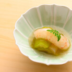 鮨 米島 - ぼたん海老と季節の野菜海老あんかけ