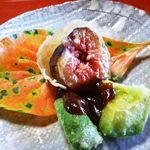 星月庵 - いちじくとアボカドの揚げもの・・イチジクが甘いこと。 