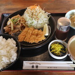 Za Teishoku Ando Dorinku Su Tousato - 焼肉とチキンカツ定食