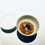 レスピラシオン - サプライズメニュー　毛蟹とお米…パエリアを大分柔らかくしたもの　