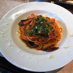 田舎カフェ オーチャード - ナスとベーコンのアラビアータ