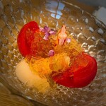 スシコーヒー - フルーツトマトとホタテ・車海老のジュレ