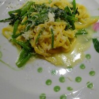 おしゃべりきのこ - ④ホウレン草と卵ソースのパスタ