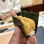 兄弟寿し - 北海道 雲丹、三河湾 海苔(握り)