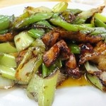 食事処 ときわ - 鳥とネギのピリ炒め　　　　４００円