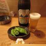 Obanzaiya Nasumaru - 瓶ビール(550円)とお通し