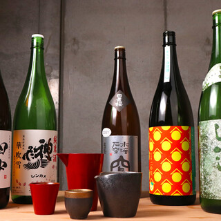The sake that goes perfectly with yakitori is carefully selected pure rice sake.