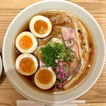 贅沢魚介出汁の特製冷やしSoba トッピング味玉  上から