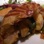 レフェルヴェソンス - アップルパイの様に＃5～　フランスシャラン産鴨肉のラグー＆打木赤皮甘栗南瓜とヴァニラ・手長海老・フォアグラ・ズッキーニ・エストランゴンのジュを泡立て　ホウズキ・茄子・南瓜・牛蒡・トマトのサラダと共に