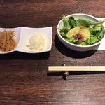 Shoutaian Daina - 前菜(金平牛蒡、ポテサラ)、サラダ
