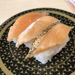はま寿司 - サーモン3種盛り。