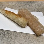 鮨 由う - ヤングコーンと煮穴子の天ぷら