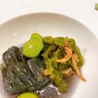 うを徳 - 久世茄子　万願寺唐辛子　桜海老　空豆