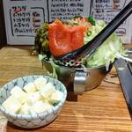 鉄板焼 団 - 高菜明太もんじゃ+モッツァレラチーズ