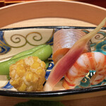 壽山 - チップ棒鮨 車海老 玉蜀黍 枝豆