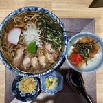 山形十割そば処 紅 - 「(冷)とり蕎麦＋紅のソースカツ丼(ハーフ)」@1100＋「蕎麦大盛り」@150